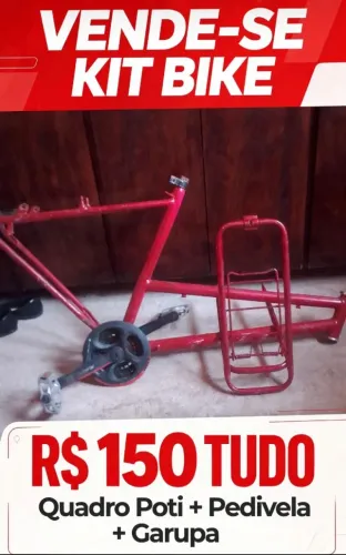 > KIT BIKE BARATO - Quadro Poti 26 + Pedivela + Garupa - R$150 Tudo.