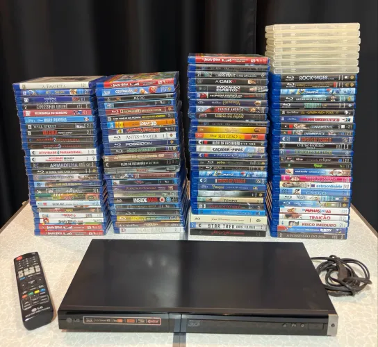 Lote Filmes em Blu-ray - 100 unidades Originais + Player Bluray LG 3D BP420