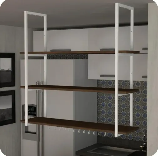 Prateleira suspensa de cozinha