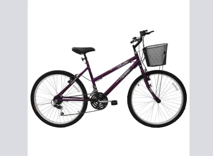 Bicicleta Aro 26 Cairu Bella 21 Marchas Freio V-Brake com Cestinha - Roxo