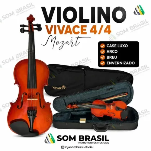 Violino Vivace Mozart Mo44 4/4 Com Case Luxo