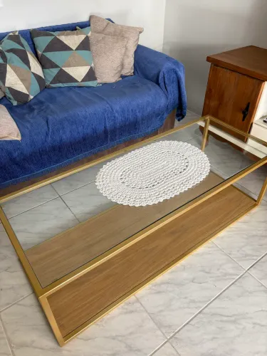 Mesa de centro retangular de vidro