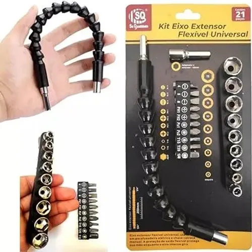Jogo eixo extensor flexível universal c/21pçs ( Titanium )