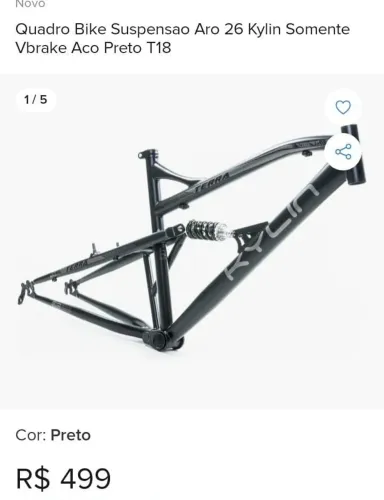 QUADRO BIKE KYLIN  Aro 26 freios V-brake  AÇO T18