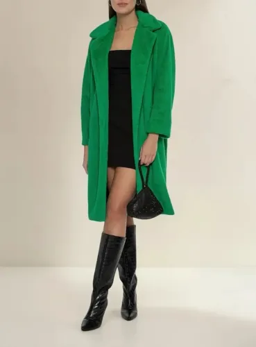 Casaco Feminino Alongado Pele Fake Verde - My Favorite Things