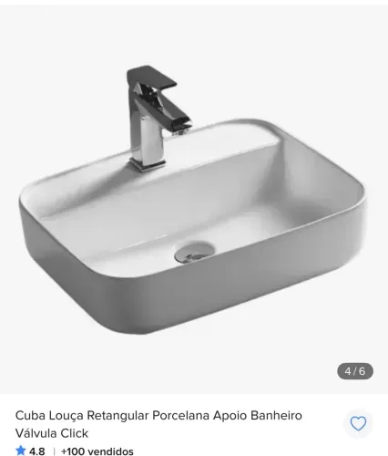 cuba louça retangular louça apoio banheiro