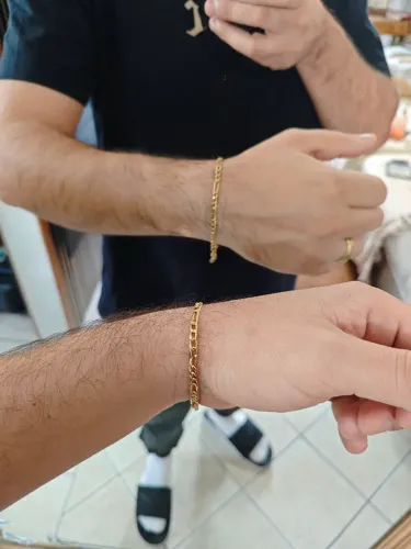 Conjunto cordão de ouro, cordão e pulseira 18k