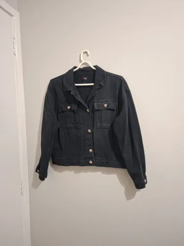 Jaqueta jeans preta oversized n°42