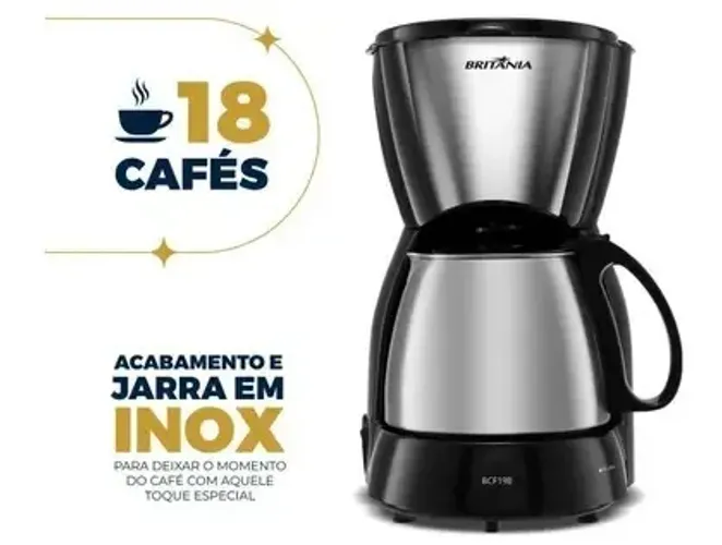 Cafeteira Elétrica Britânia BCF19B Inox 18 Xícaras Preto