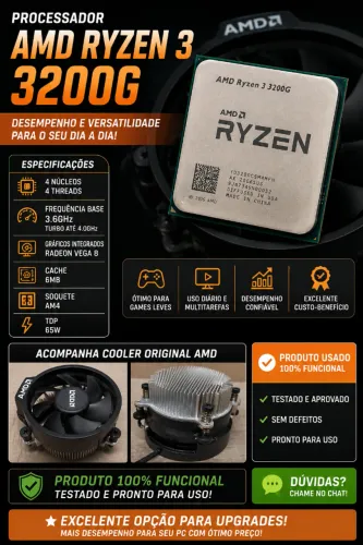 AMD Ryzen 3 3200G 4C/4T + Cooler Original | 3.6GHz | Vega 8