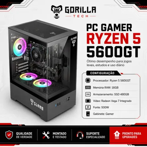 PC Gamer Ryzen 5 5600GT, 16GBs SSD 480GBs