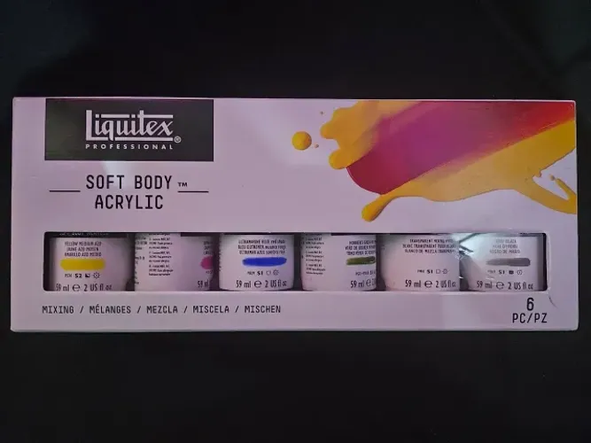 Tinta Acrílica Liquitex Soft Body baixa viscosidade caixa com 6 unidades