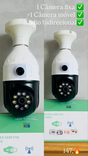 Câmera Lâmpada Dupla Wi-Fi | Áudio Bidirecional | Entrega Imediata