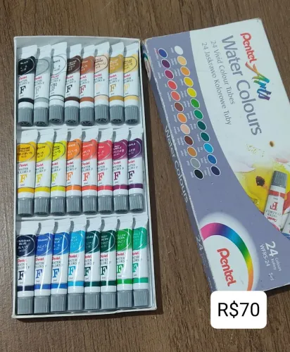 Tinta aquarela marca Pentel Arts 24 tubos