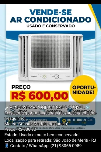 VENDE- SE AR CONDICIONADO CONSUL!?seminovo tudo certinho nele tudo ok gás ok tudo certin!