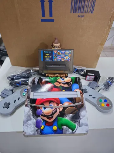 Super Nintendo baby com 2 controles e 1 cartucho com 800 jogos