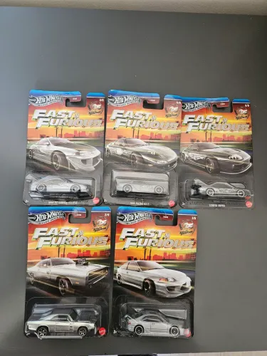 Coleção hot wheels velozes e furiosos série silver completa com supra e charger