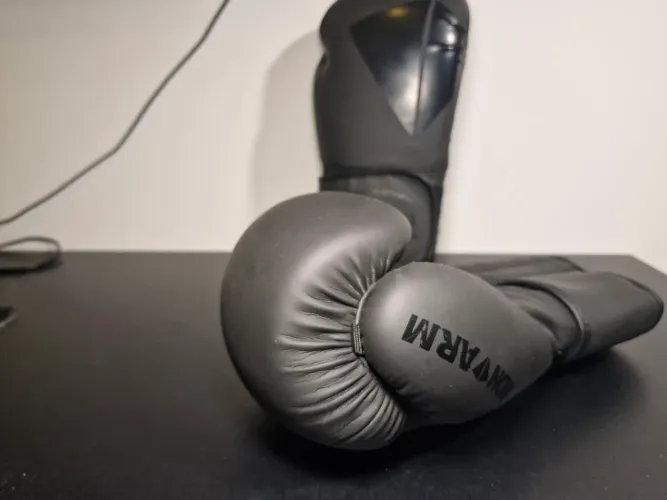 Luva boxe muay thai Iron Arm 12Oz + caneleira outshock