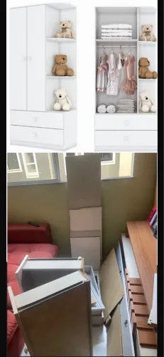 Guarda-roupa infantil e berço com colchão