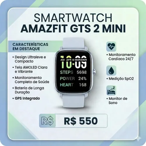 Smartwatch Com GPS E Alexa Amazfit Gts 2 Mini (Original e Lacrado)