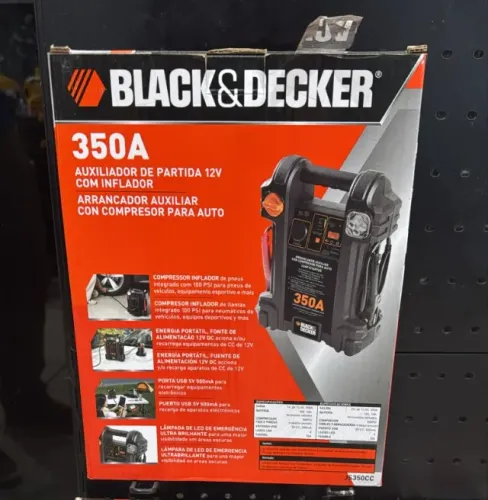 AUXILIAR DE PARTIDA + INFLADOR P/ PNEU 12V 7AH 350A BIVOLT - BLACK+DECKER