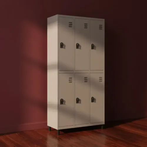 Roupeiro de Aço 6 Portas Grandes 1,84×0,96×0,35m Cinza Durável e Espaçoso Modelo 10913