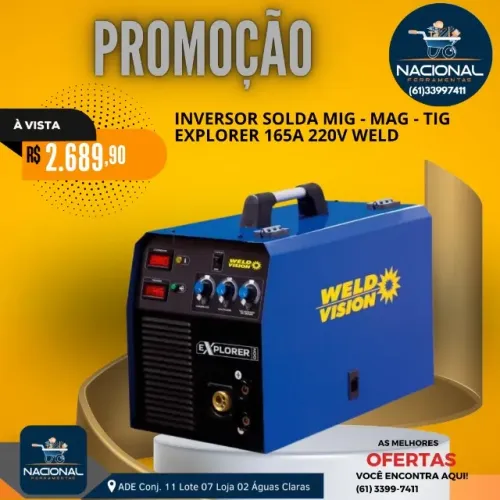 INVERSORA DE SOLDA WELD VISION EXPLORER 165A - MIG, MAG E TIG | 220V PROFISSIONAL