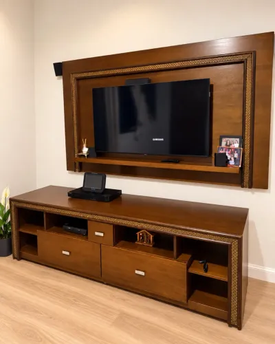 Rack com Painel de TV em Madeira - Conjunto Grande