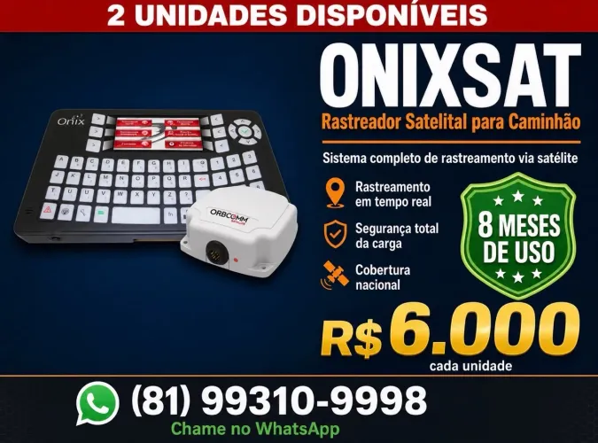 Rastreador Satelital ONIXSAT para Caminhão - Completo - 8 Meses de Uso