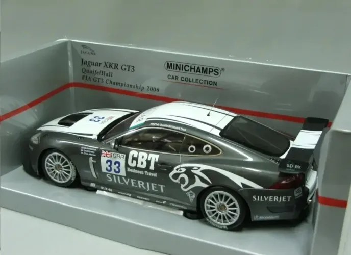 Miniatura 1:18 jaguar xkr gt3 campeão 2008 raríssimo versão race minichamps