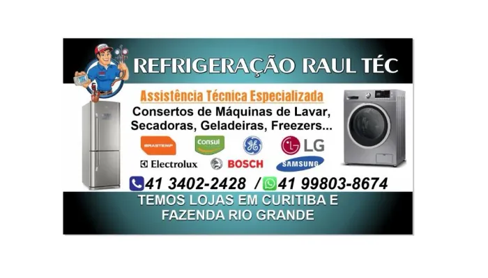 Consertos de máquinas, geladeira,lava e seca, secadora, microondas, expositores etc.