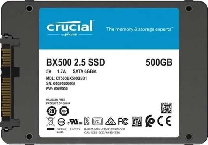SSD 500gb Crucial Bx500 Sata 6gb/s 2.5 Pol Leitura 550 Mb/s - Armazenamento
