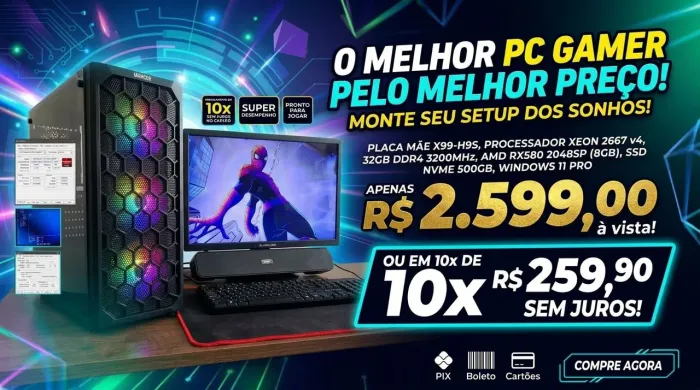 Setup Gamer Completo RX 580 + 32GB RAM + SSD NVMe - 10x sem juros!