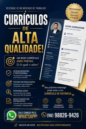 TRABALHAMOS COM CURRÍCULOS ATUAZADOS DE QUALIDADE