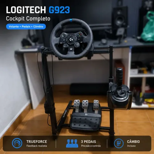 Cockpit completo Logitech G923 + Cambio modificado + Cockpit + Capas + Travas para cadeira