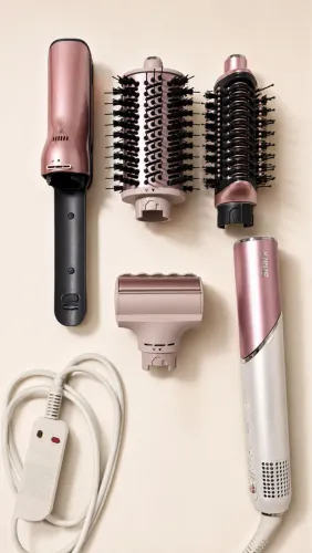 Shark Glam Pink 120V com Silki, Glossi, Oval Brush e FrizzFighte