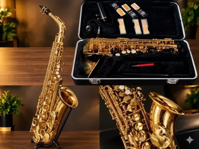 Sax alto Prince revisado, boquilha Yamaha 5c palhetas vandoren