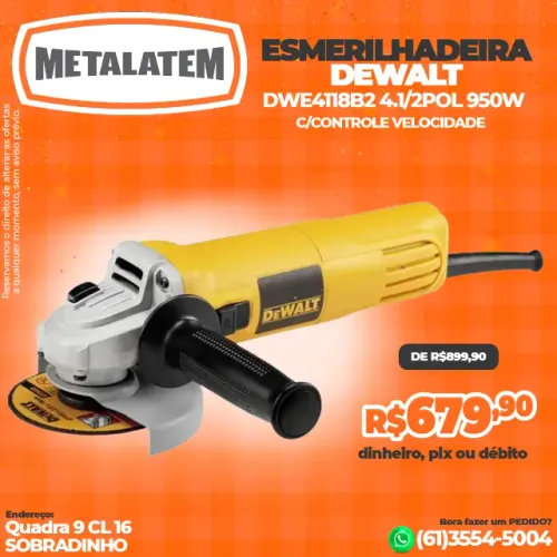 Esmerilhadeira Angular 4.1/2" 950W 220V DWE4118-B2 Dewalt