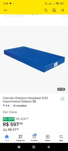 Colchão hospitalar D33 1,88 x 0,88