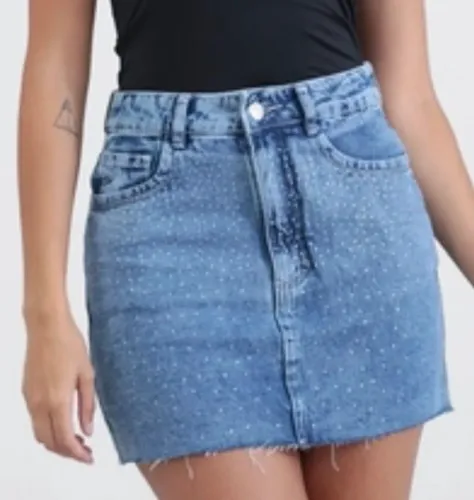 saia jeans com brilho