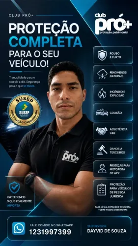 Coberturas contra Roubo/Furto, Colisão e muito mais, para veículos desde 1990