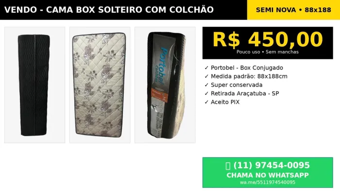 Cama box solteiro completa