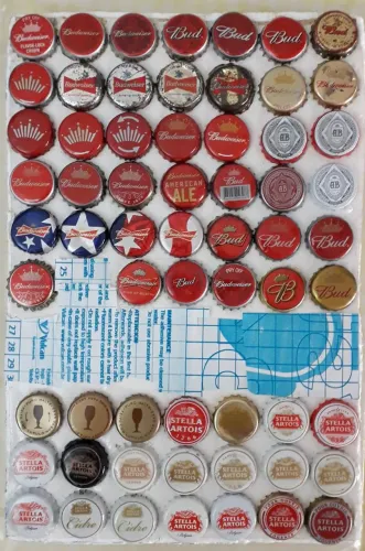 Tampinhas Budweiser e Stella Artois