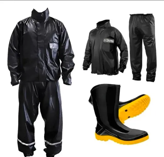 Conjunto de chuva, galocha ,colete, capacete, luvas e pochete cervical para motoboys