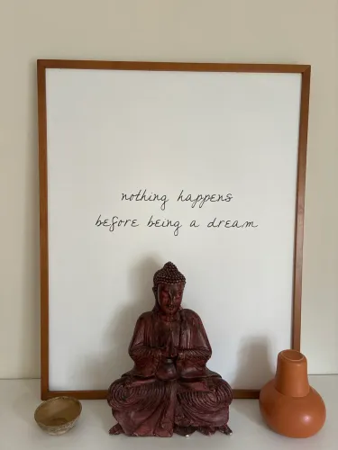 Quadro Decorativo Frase em Inglês Moldura Madeira Grande 90x73