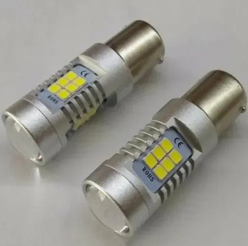 Par Lâmpada 21 Led Ba15s 1 Polo Vermelha P21w 1156