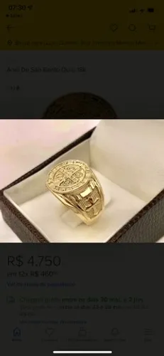 Anel São Bento em Ouro 18K