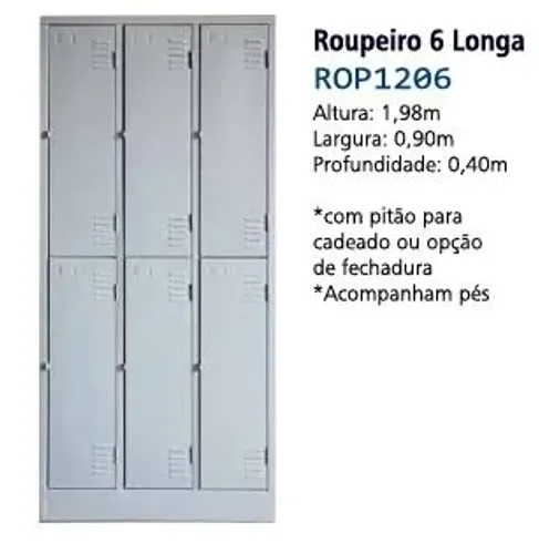 Armário guarda volumes 06 portas longa 