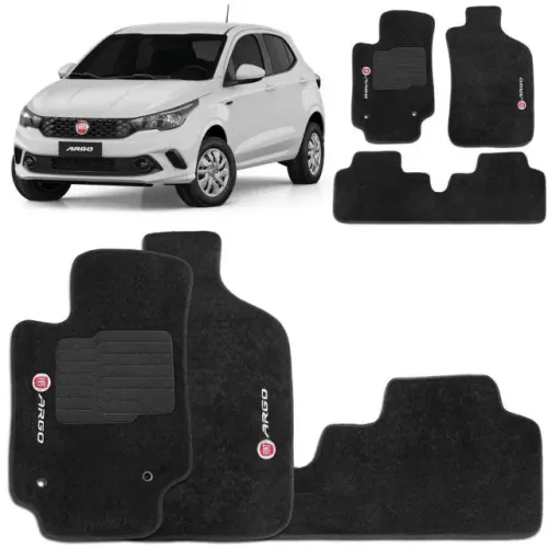Tapete Fiat Argo 2018 - Borracha - Preto 3 Peças - C/ Ilhós - W6093