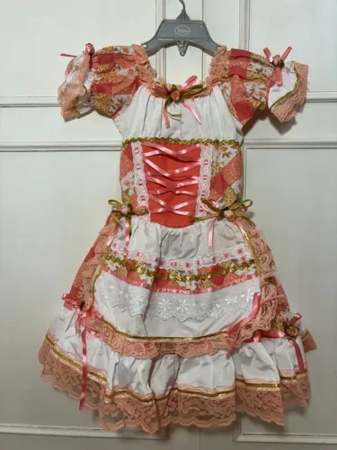 Vestido CAIPIRA  LUXO ( tamanho 1/2 anos) + arco para o cabelo combinando